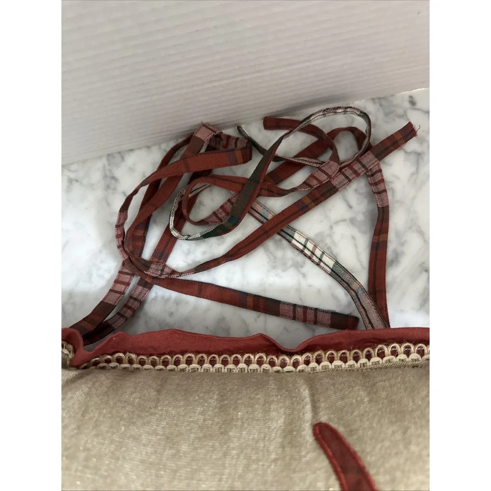 Pier One Imports Christmas Holiday Plaid Reindeer Chair Cushions Pillow 16